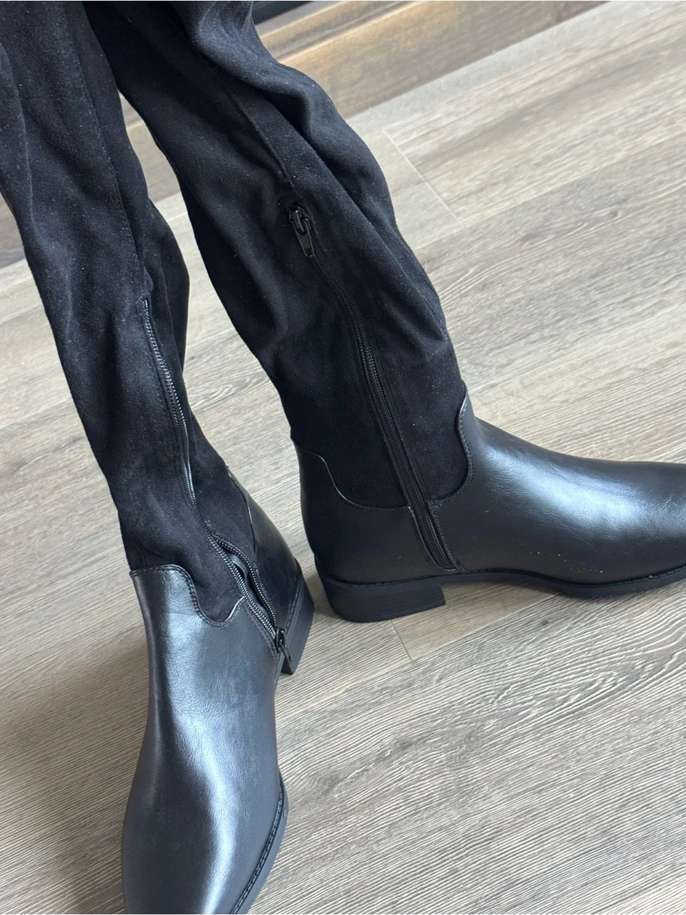 Shoe Dazzle Black Over-the-Knee Suede-Look Boots NWOT size 8